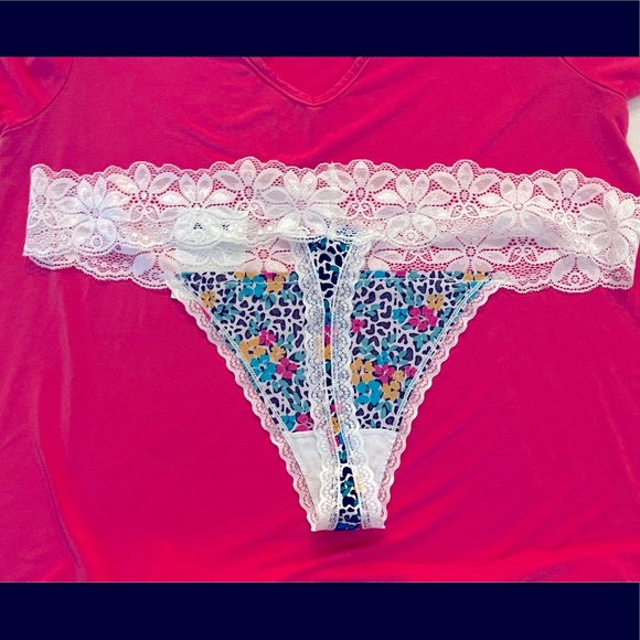NWT floral lace thong panties size XXXL pink/blue - Picture 5 of 6